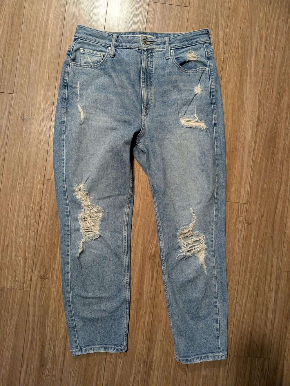 Guess Light Blue Distressed "Mom" Jeans